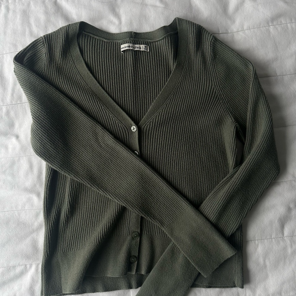 Abercrombie & Fitch  Olive Green V-Neck Sweater- M